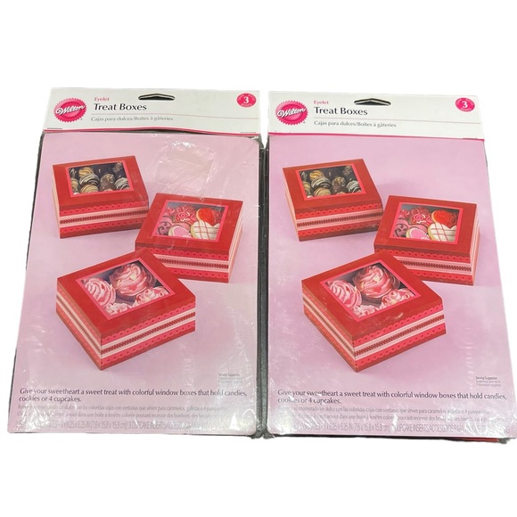 Wilton Eyelet Treat Boxes Sweetheart Set of 3 Per Package NEW Lot of 2 - Picture 5 of 9